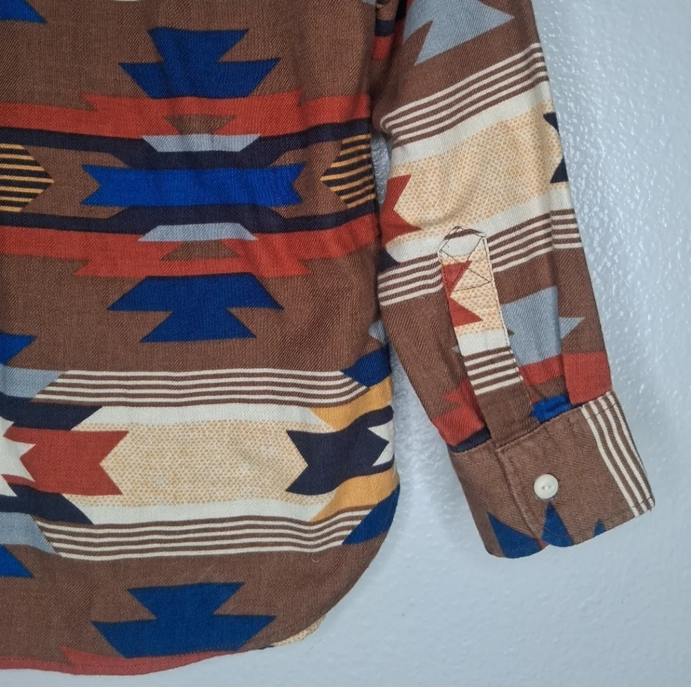 GAP Boys Kids Southwest Carpenter Button Down Shirt Rich Ginger Rodeo Size L (10